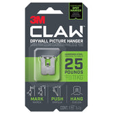 3M CLAW 3PH25M-1ES Drywall Picture Hanger, 25 lb, Steel, Push-In Mounting